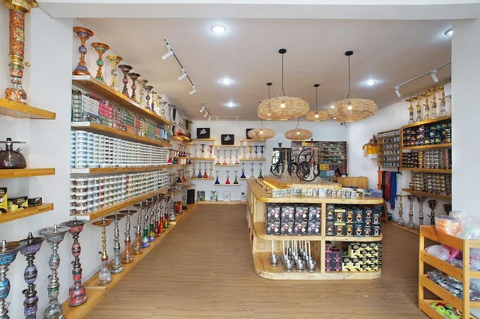 Inside the MyShisha Kerobokan retail shop, showcasing a massive selection of devices and tobacco for anyone looking to buy shisha in Bali.