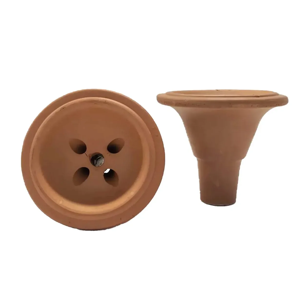 A classic unglazed clay Syrian bowl with large bottom holes. When exploring different hookah bowl types, this traditional design is a fantastic and versatile choice for almost any tobacco blend!