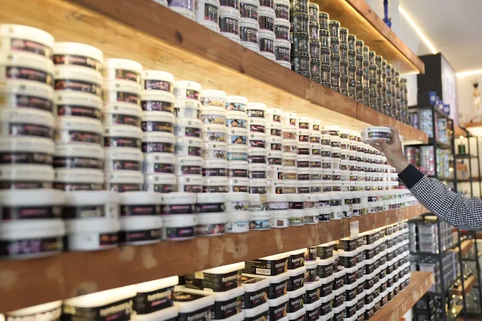 A specialized hookah store with a wide selection of tobacco